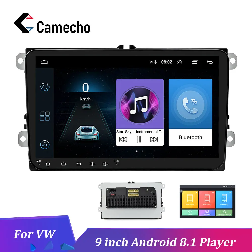 Camecho Android 8,1 2 Din радио GPS; Мультимедийный проигрыватель автомобильное радио для Volkswagen/VW/Passat/POLO/GOLF/Skoda/Seat/Leon радио