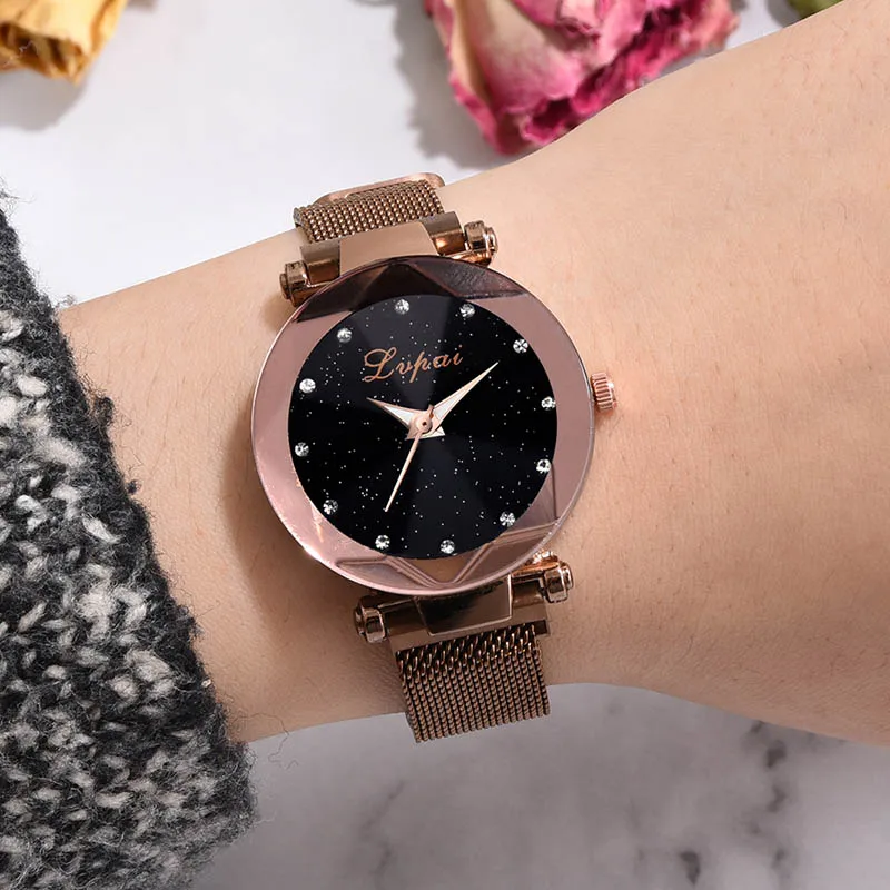 BUY OFFER Women Starry Sky Masonry Watch Lady Mesh Strap Buckle