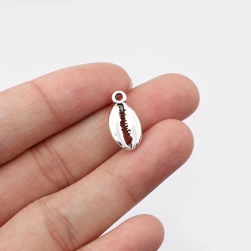 

50PCS DIY Jewelry Shell Charms Antique Silver Seashell Pendant for Necklace Bracelet Accessories Making 17x8mm