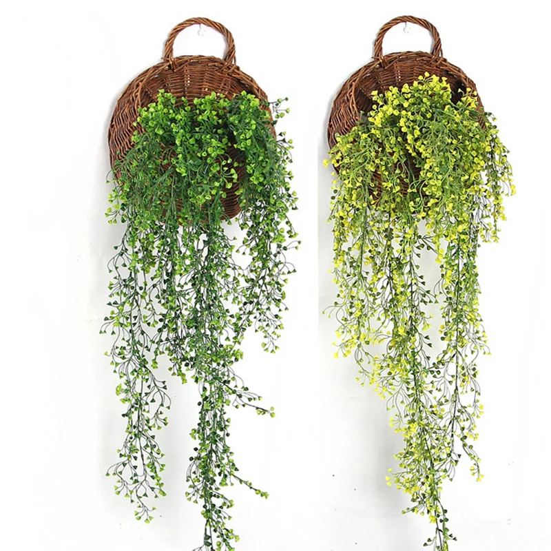 

Wedding Arch Backdrop Green Artificial Fake plastic hanging Weeping Willow Stem Vine Plant Leaves Garland Home Garden Decoration