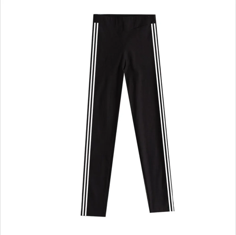 Baratos Pantalones de Mujer Pantalones informales largos otoño primavera ropa femenina doble rayas lápiz apretado negro pies pantalones de ropa deportiva