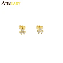 Рождественский подарок милые три кубических циркония серьги-гвоздики мини маленькие милые нежные cz серьги для женщин потрясающие украшения