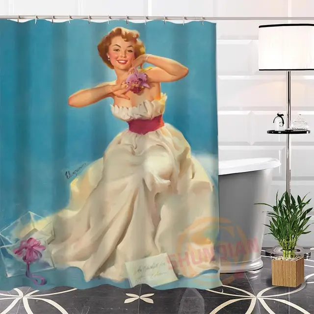 Buy Eco friendly Custom pin up girl Shower Curtain