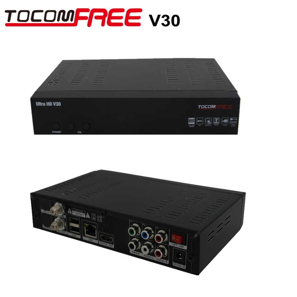 Tocomfree v30 Ultra HD V30 спутниковый ресивер 128 Mb с Newcam CCcam 8psk работают хорошо чем jyazbox v500