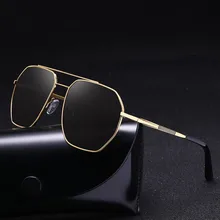 Классические квадратные поляризованные солнцезащитные очки для мужчин, новинка, модные брендовые дизайнерские ретро негабаритные солнцезащитные очки с металлической оправой, Простые солнцезащитные очки UV400