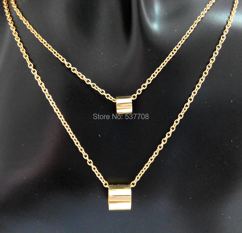 AMORUI Fashion Necklaces for Women Gold Color No Fade Double Circular Pendant Statement Choker Necklace Women Jewelry