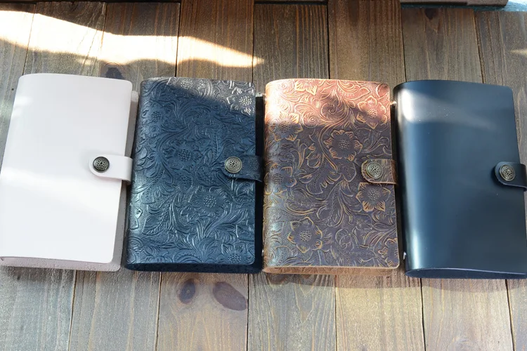 

Genuine Leather cowhide A6 loose-leaf notebook Business retro 6 hole binder Notepad student diary custom