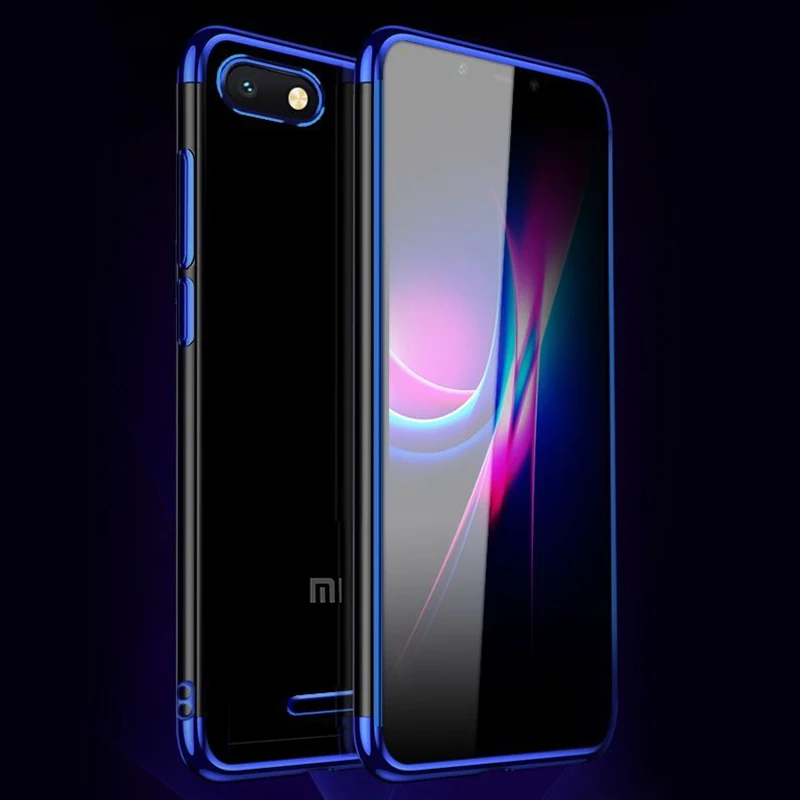 Чехол для Xiaomi Redmi 6A, мягкий силиконовый защитный бампер, прозрачный чехол для Redmi 6A, противоударный чехол 5,84'' - Цвет: Синий