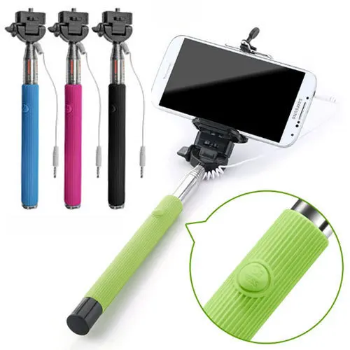 Wired universal selfie stick without bluetooth for ios and android