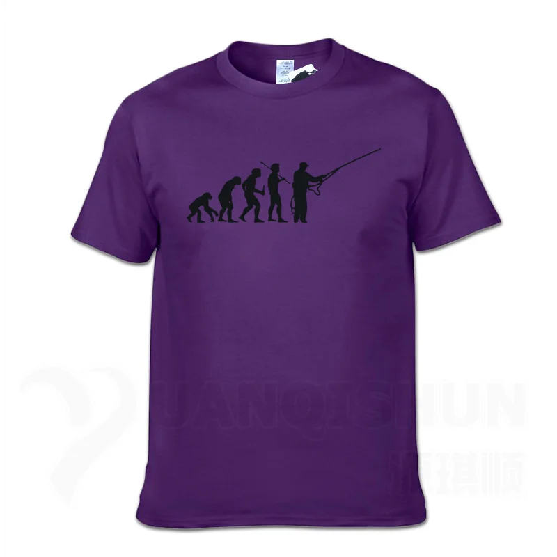 Новая мода года Эволюция Fishinger Футболка мужская летняя рыба шутка Рыбак Карп футболка s Забавный подарок хлопок короткий рукав Футболка - Цвет: Purple 2