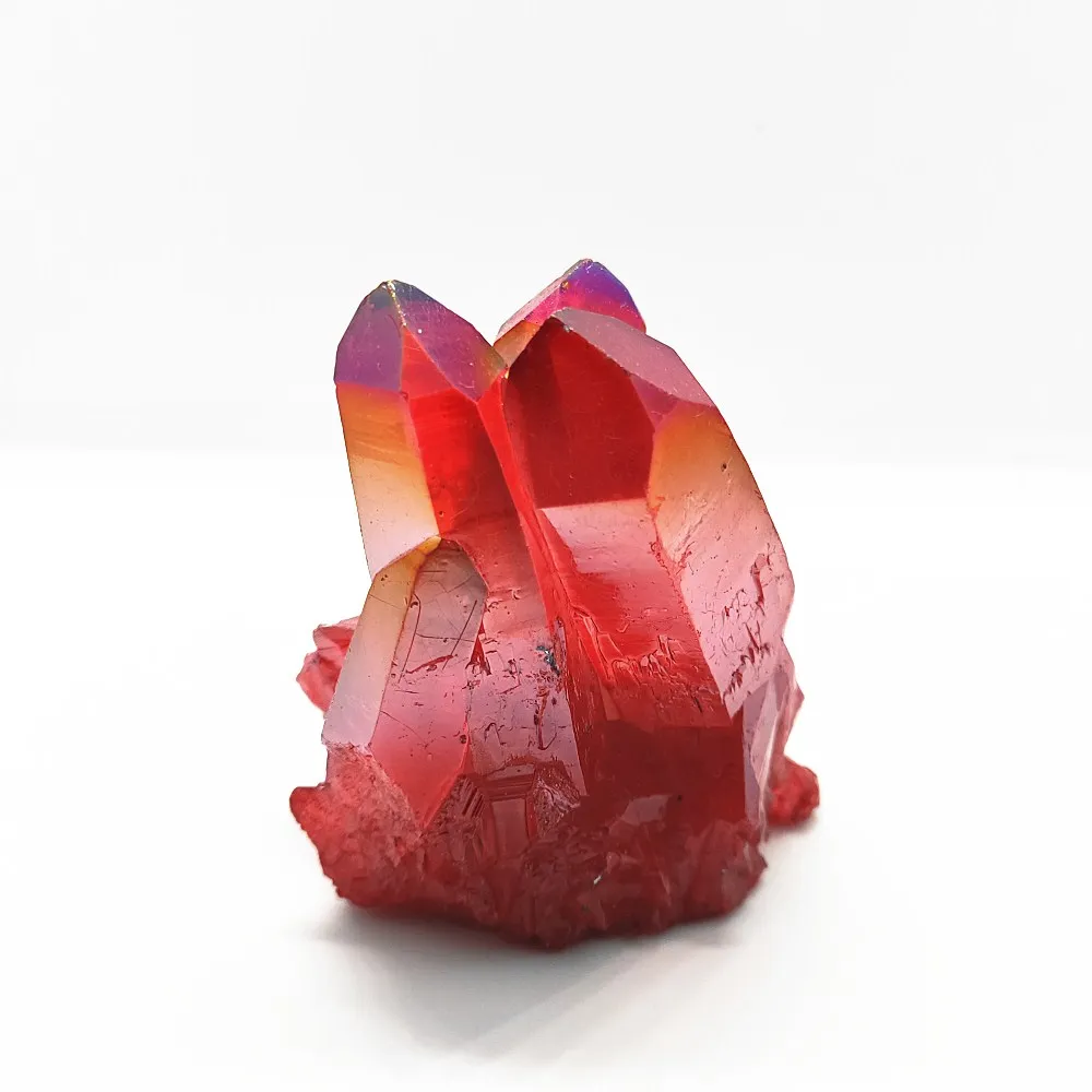 110 г натуральный кристалл красный Ангел Аура кварцевые Кластерные образцы вылеченные титановое покрытие кварцевые кластеры