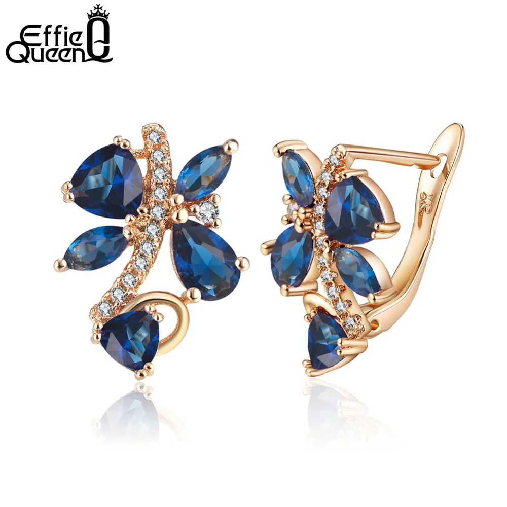 Effie queen 5 цветов Кристалл серьги для девочек Bijoux золотой цвет серьги-гвоздики для женщин Свадебные ювелирные изделия оптом DDE56