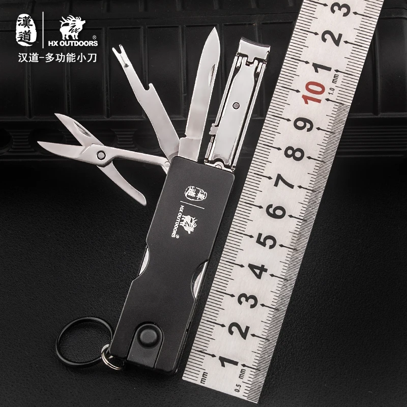 Beste HX BUITEN Draagbare 8 in 1 Multi LED light tweezer gereedschap 440C materiaal Survival Gear Pocket functionele kleine schaar mes