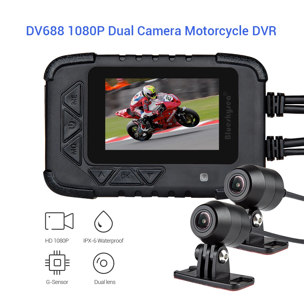 

blueskysea Motorcycle Camera DVR waterproof Motor Dash Cam with GPS Front Rear Recorder Motorbike motocicleta camaras para moto