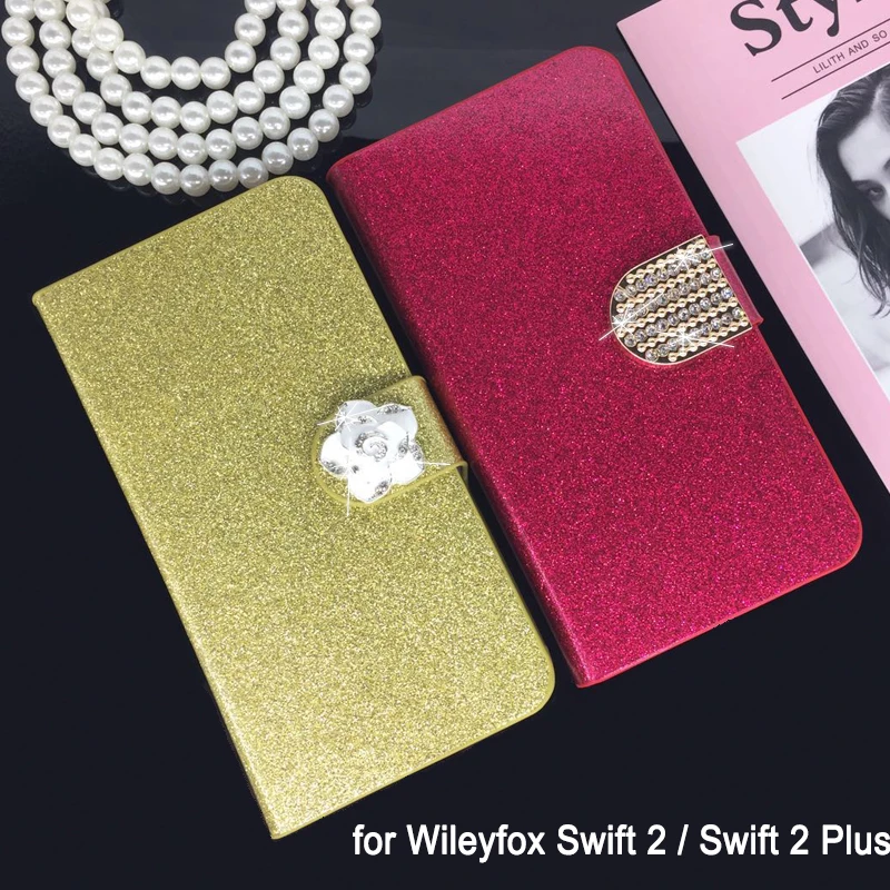

Flip Phone Case Cover for Wileyfox Swift 2 / Swift2 Plus Original Rhinestone Cases Bling Fundas Diamond Coque Glitter Capa