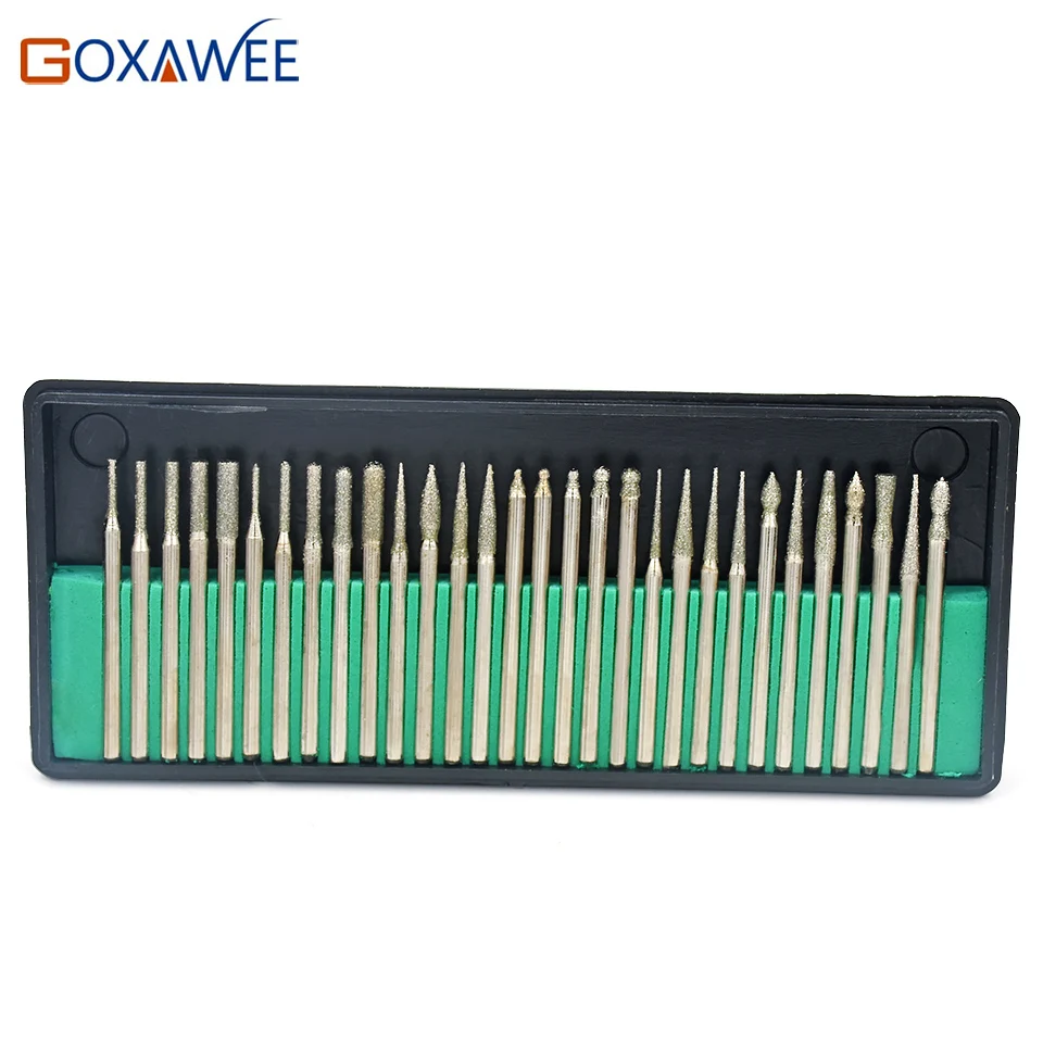 GOXAWEE Power Tools Accessories Rotary tools Diamond Burs Grinding Wheel 2.353mm shank of 30pcs for Dremel Tools Accessories4