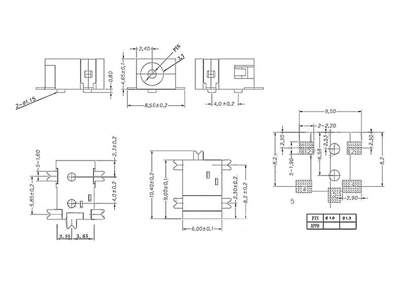 50 шт./лот DC-045A DC045A Мощность Выход постоянного тока Разъем SMD соединитель Pin 1,3 мм