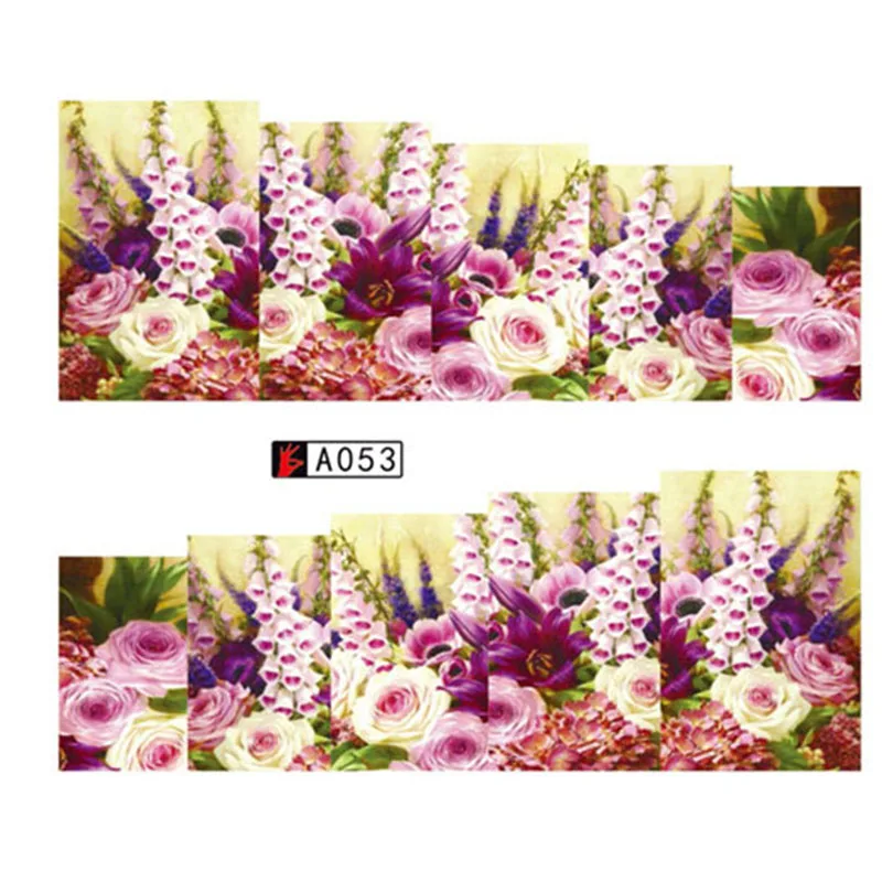 1 шт цветочный дизайн переводные наклейки для ногтей косметические обертывания водяные наклейки полировка фольгой DIY Decoration LASTZ/A - Цвет: A053