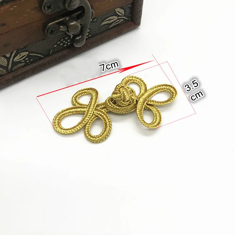 1 пара золотистого цвета китайские лягушки пуговицы китайский узел для DIY Cheongsam Tang костюм пригласительная открытка Декор Швейные материалы