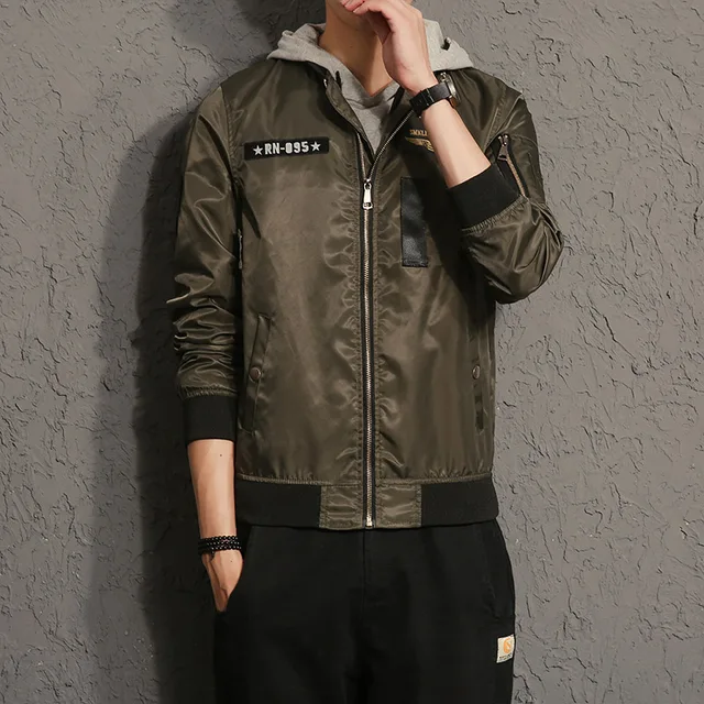 New 2018 Men Mandarin Collar Jacket Military Style Men Fashion Casual