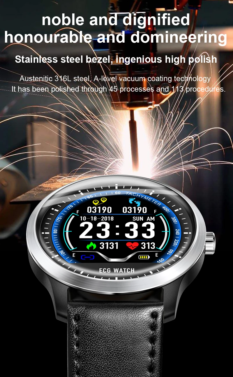 Смарт-часы ЭКГ PPG, умный фитнес-браслет, пульсометр, кровяное давление, часы, водонепроницаемые Смарт-часы для IOS, Android, часы для телефона