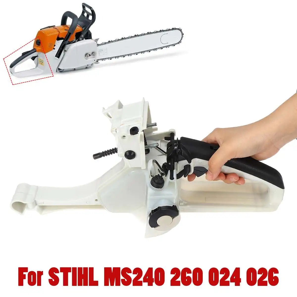 Газовый топливный бак с задней ручкой из сплава+ пластик для STIHL MS260 MS240 026 024 бензопила 1121 350 0829 40x16x12,5 см садовые электроинструменты