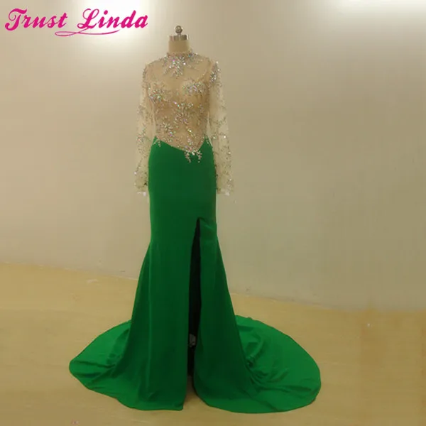 Mother Dresses Spring High Neck Sexy See Through Backless Long Sleeves Side Slit Mermaid Evening Prom Gowns Custom Made | Свадьбы и