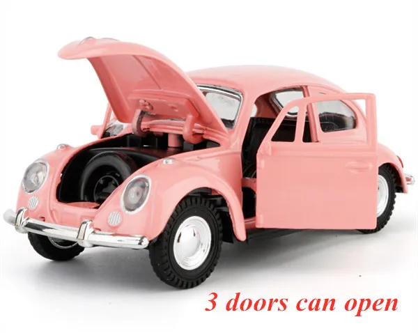 Классический автомобиль из 1:36 сплава с жуком Volkswagen Vw литой металлический игрушечный автомобиль из сплава, оттягивающийся автомобиль в подарок для детей - Цвет: 3 doors pink