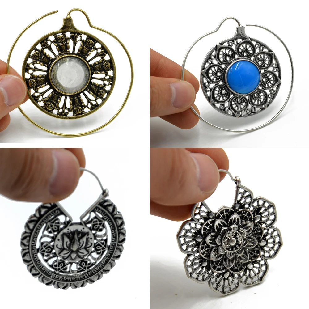 FREE Shipping U.S. Spiral Sun Earrings Tribal Style Copper Dangle Earrings
