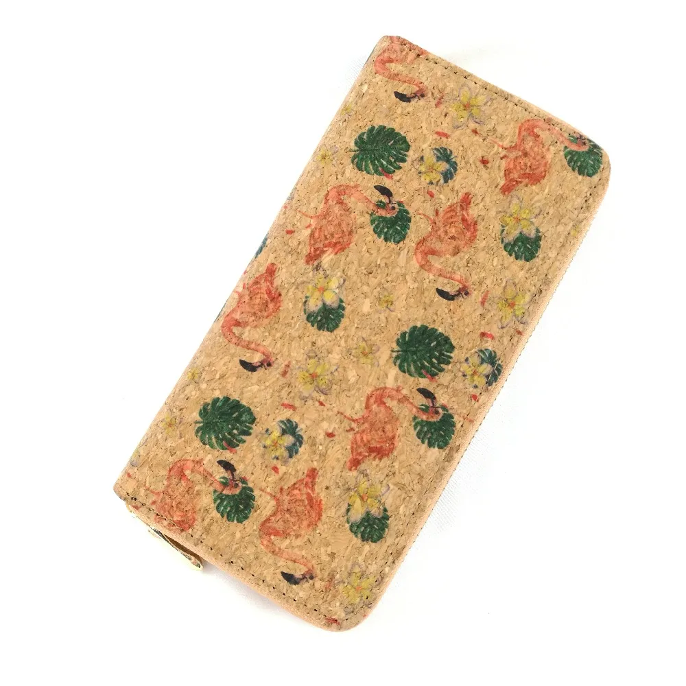 wooden cork wallet flamingo 02