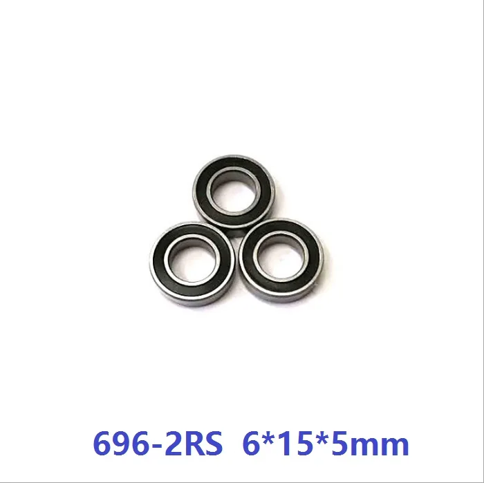 

100pcs 696RS 696-2RS 696 2RS RS 6*15*5mm Rubber sealed deep groove ball bearings Miniature Mini bearing 6x15x5 mm