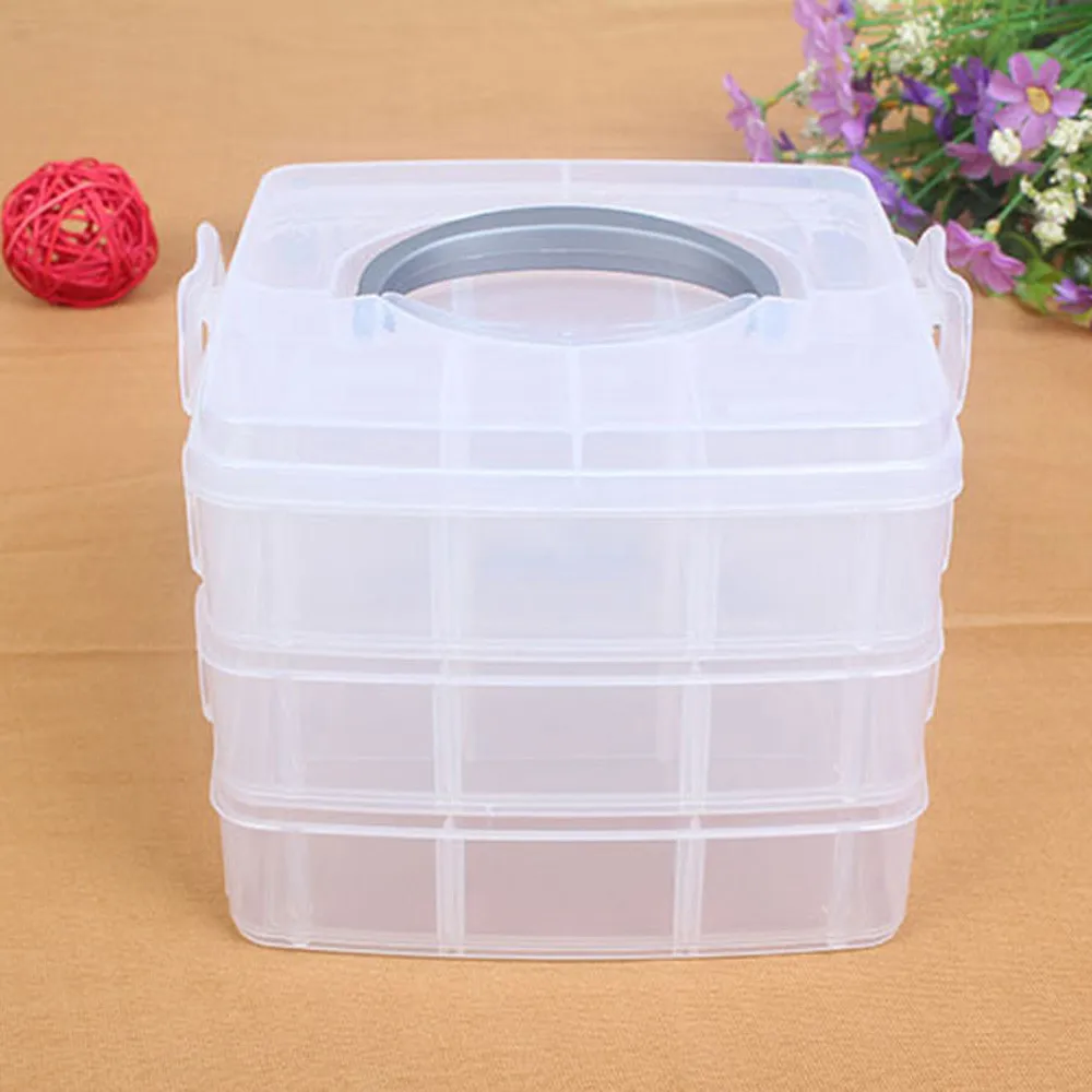 

3 layers Drawers Storage Box Clear Plastic Jewelry Bead Container Organizer Case Craft Storage Box Case 5 Color #5T