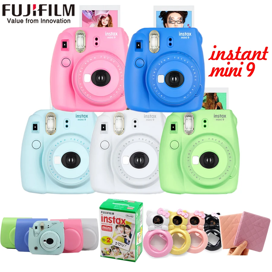 Фотокамера моментальной печати Fujifilm Fuji Instax Mini 9+ пленка Fujifilm Instax Mini 8/9 на 20 листов+ сумка Mini 9+ объектив+ фотоальбом