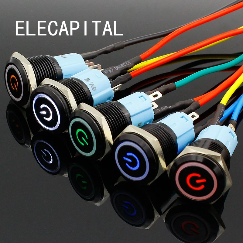 

1pcs LED momentary 16mm Waterproof Metal Push Button Switch 3V 5V 12V 24V 48V 110V 220V momentary Switch
