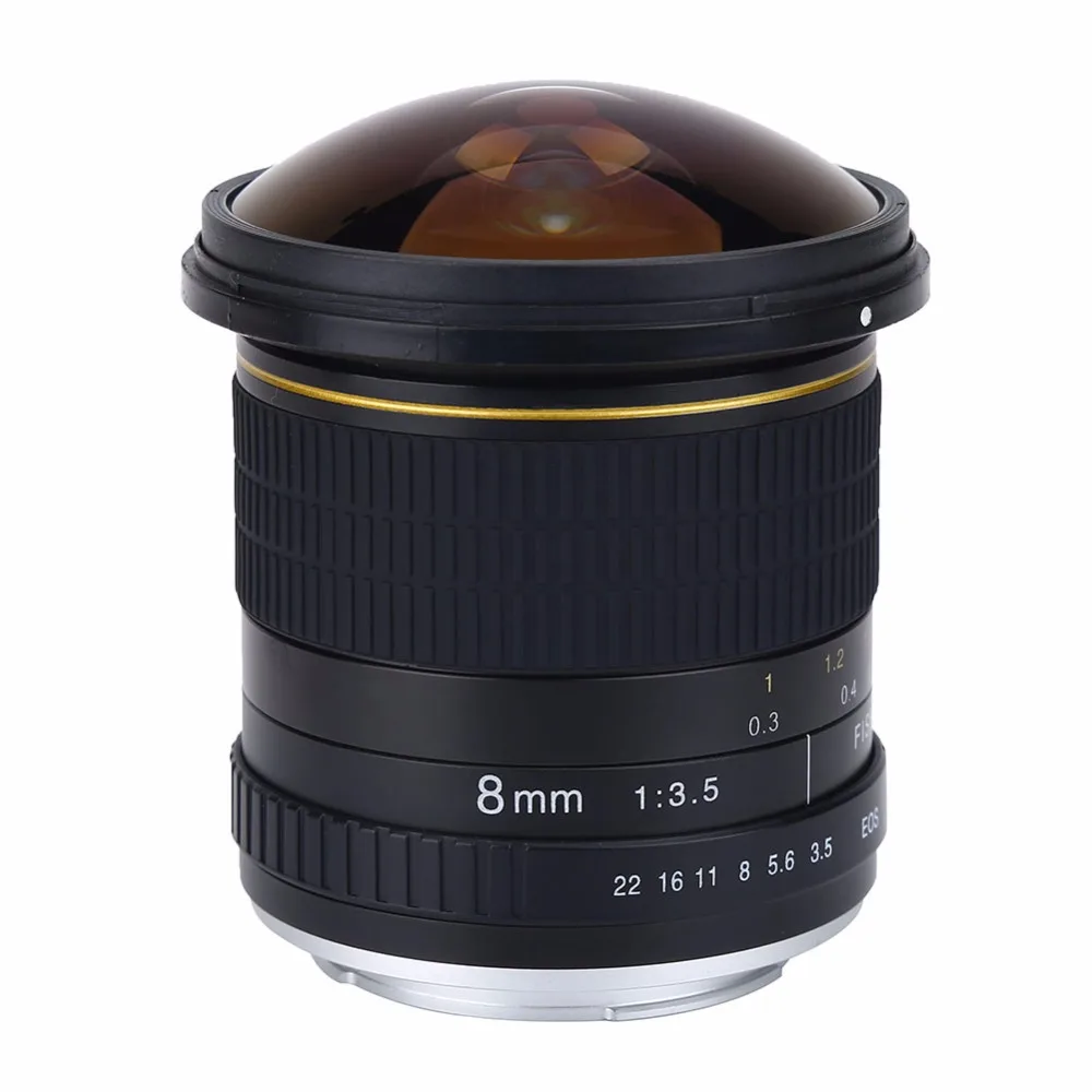 8mm F/3.5 Fisheye Super Wide Lens for Canon for Nikon DSLR Camera Accessoriesin Camera Lens