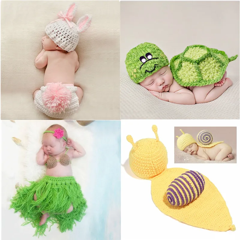 Newborn Baby Cute Crochet Knit Costume Hat Prop Outfits Photo Photography Girls 0 12M|Шапки и кепки| |