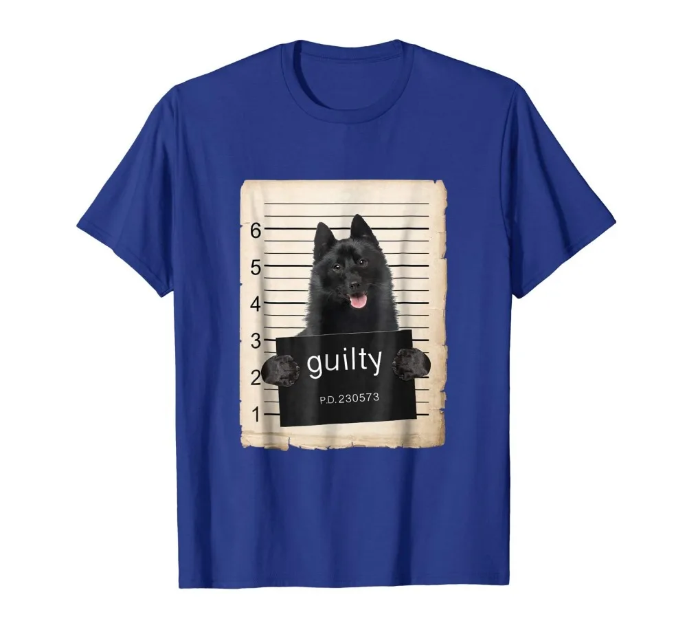 

New Tops Print Letters Men T-Shirt Schipperke Dog mug shot bad dog Shirt