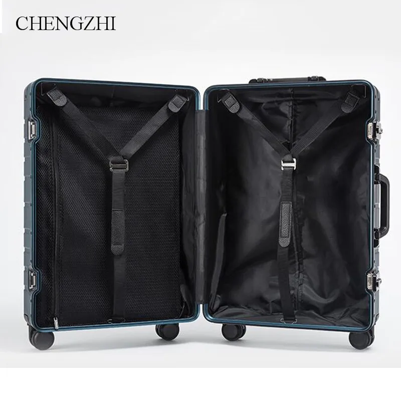 CHENGZHI 2" 24" 2" дюймов бизнес мужчины Спиннер каюта чемодан алюминиевый модный для женщин Путешествия Сумки на колесах