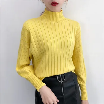 

Blusas De Inverno Feminina New Jumper Woman Turtleneck Sweater 2019 Sweet Autumn Winter Korean Solid Color Knit Comfort Sleeve