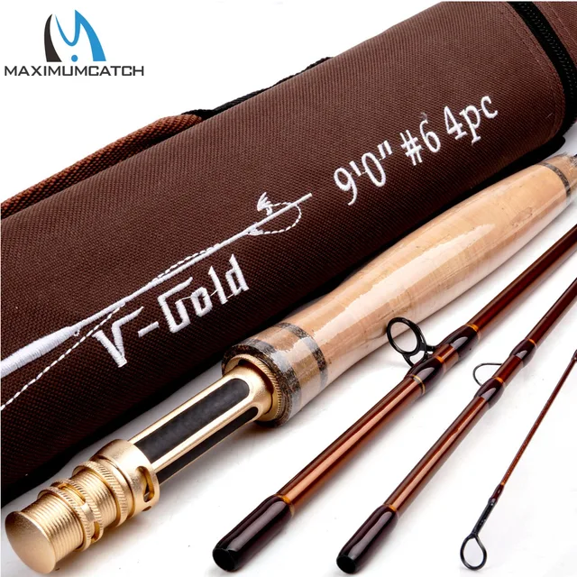 Best price at $124 Cheap Maximumcatch V-Gold 9064 Fly Fishing Rod 9FT #6 4Pcs Fly Rod