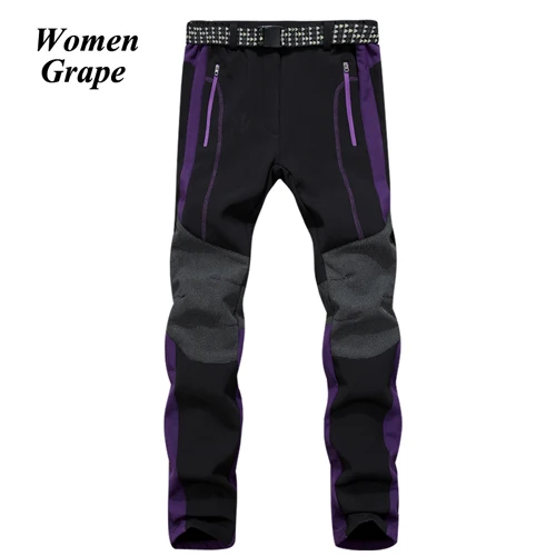 RAY GRACE зимние уличные треккинговые походные софтшелл брюки женские водонепроницаемые горные альпинистские термо брюки женские Pantalon - Цвет: Women Grape
