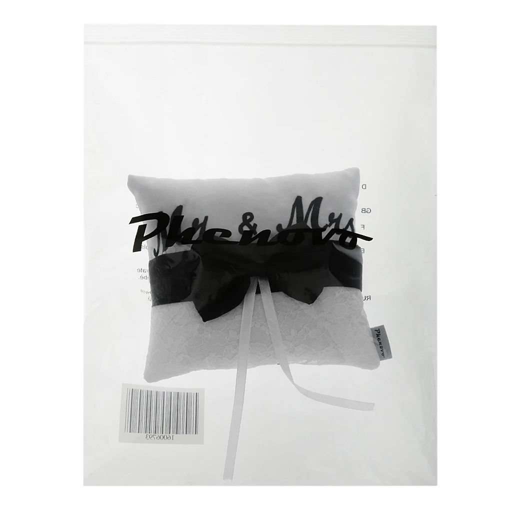 Romantic  Satin Ribbon Bow Wedding Ring Pillow Cushion Party Favors