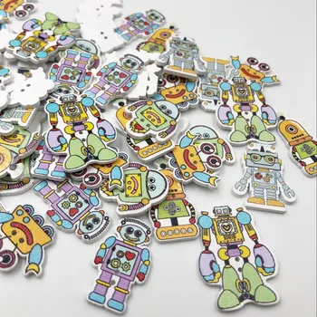 

100pcs Mix Style Decoration Wood Buttons Crafts Accessories WB371