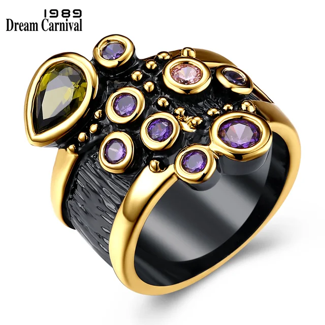DreamCarnival Donne Dell'annata Anello Forma Multi Colorato CZ Wedding Engagemen DreamCarnival Donne Dell'annata Anello Forma Multi Colorato CZ Wedding Engagemen