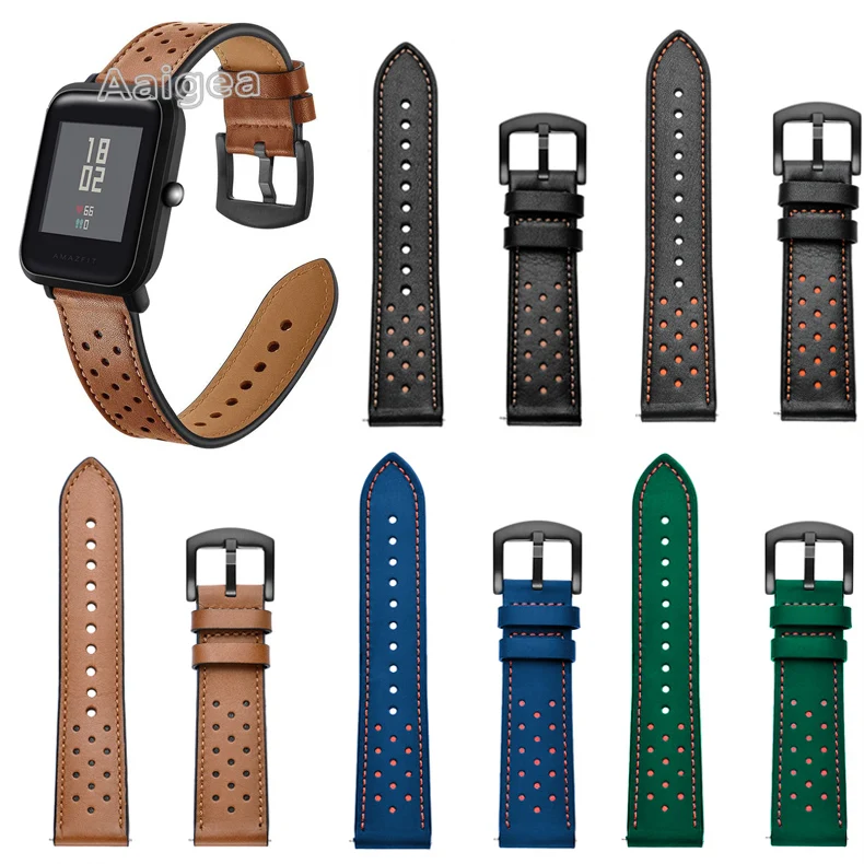 Ремешок кожаный для Xiaomi Huami Amazfit Bip BIT модный сменный Браслет наручных часов