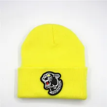 LDSLYJR черная утолщенная вязаная шапка с леопардовой вышивкой, зимняя теплая шапка Skullies, шапка бини, шапка для мужчин и женщин 70