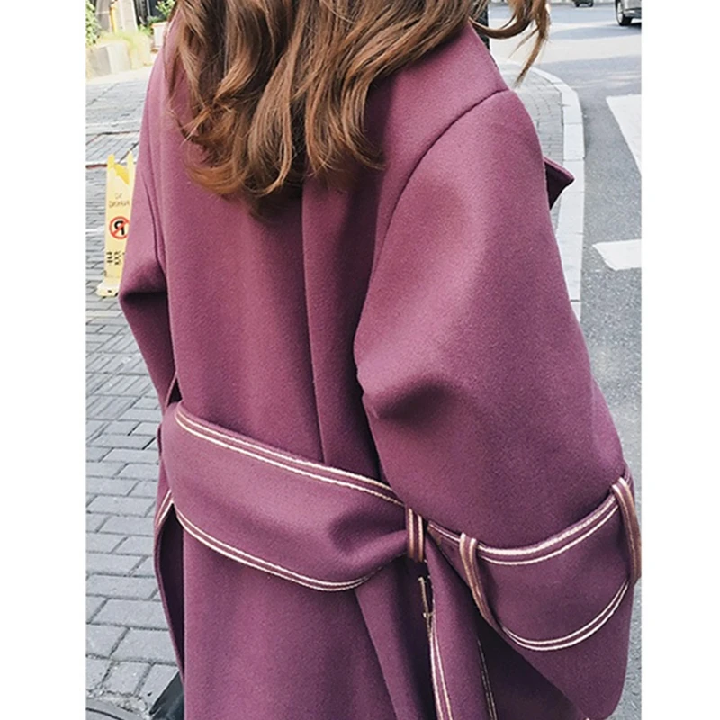 Длинное шерстяное Женское пальто осень зима мода размера плюс шерстяное пальто Высокое качество Элегантный женский жакет теплая тонкая верхняя одежда 3XL