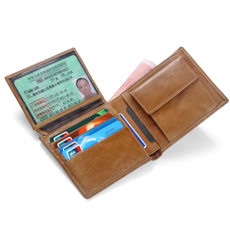 Пьянета натуральной кожи RFID блокировки раза кошельки из коровьей Винтаж двойные