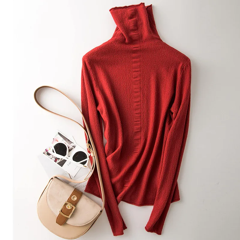 Adohon женские зимние кашемировые свитера и трикотажные пуловеры высокого качества теплая Женская утолщенная водолазка - Цвет: Красный