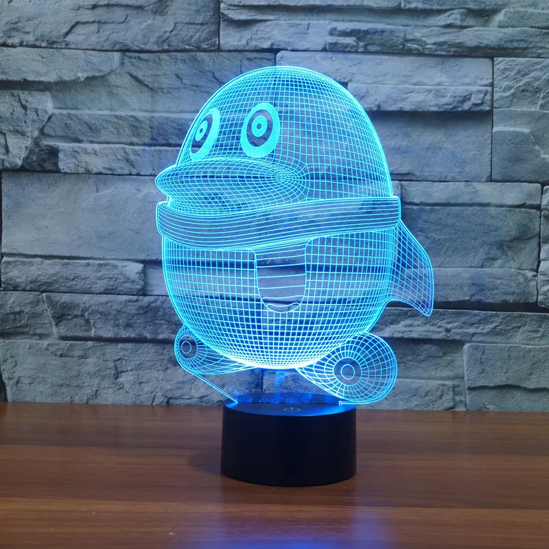 7 Изменение Цвета LED 3D Животных Пингвин Ночной Свет Настольная Лампа Акриловые Плоские ABS База